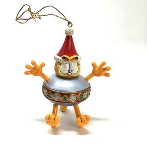 Vintage PAWS Christmas Ornament Garfield Red Hat Silver Ball 3" 1996 IOB